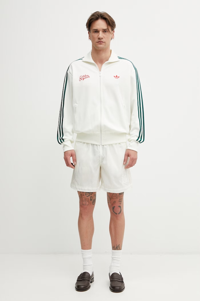 adidas Originals mikina na zips s bavlnou pánska KD6625 béžová