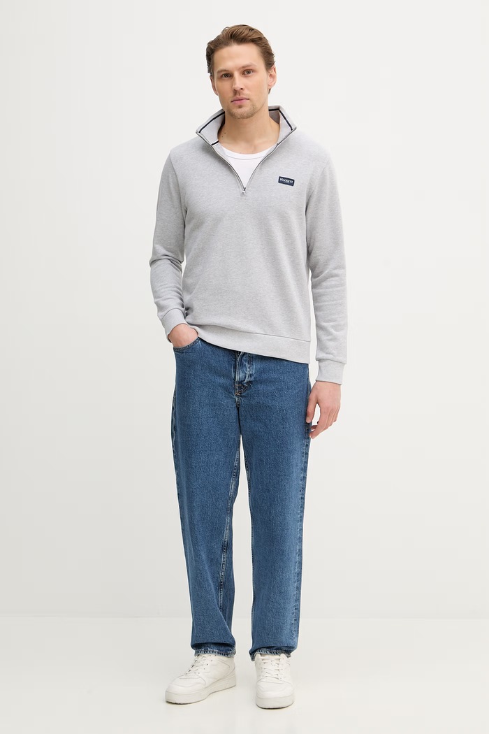 Bavlněná mikina Hackett London HM5800090 šedá SS26