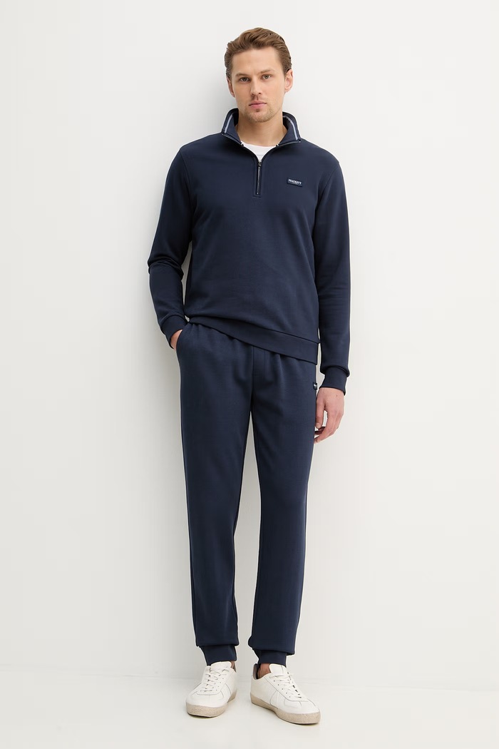 Bavlněná mikina Hackett London HM5800090 námořnická modř SS26