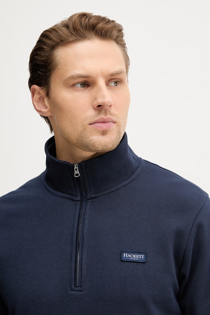Bavlněná mikina Hackett London námořnická modř HM5800090