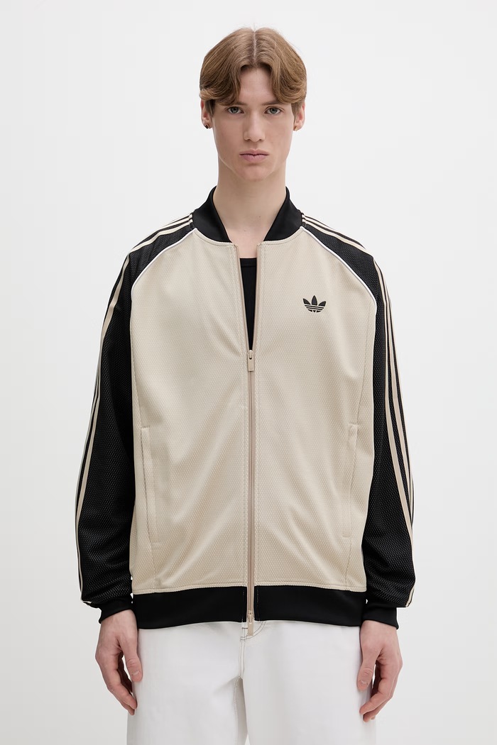 adidas Originals μπλούζα με κουμπιά ανδρική χωρίς κουκούλα μπεζ KE0114