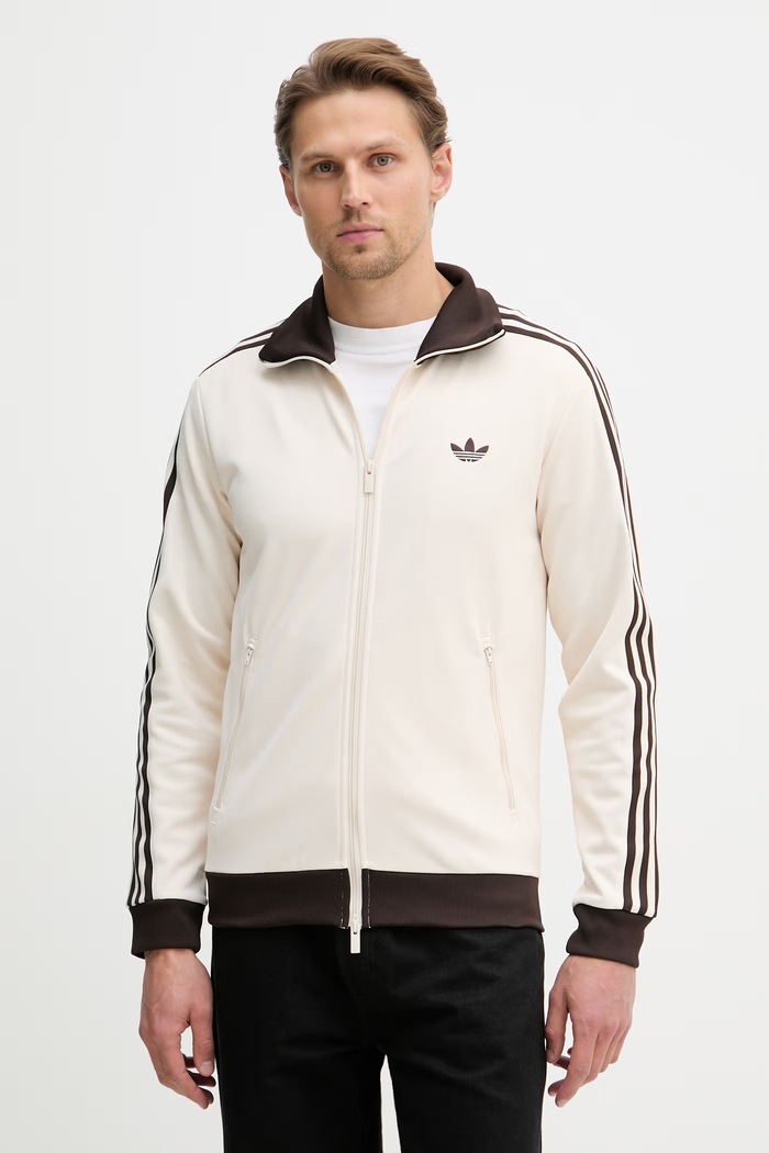 adidas Originals rozepínací mikina pánská s bavlnou béžová KQ9491