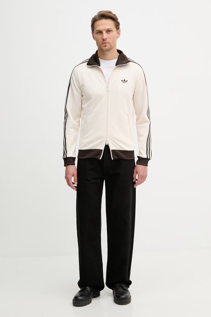 adidas Originals rozepínací mikina pánská s bavlnou KQ9491 béžová SS26