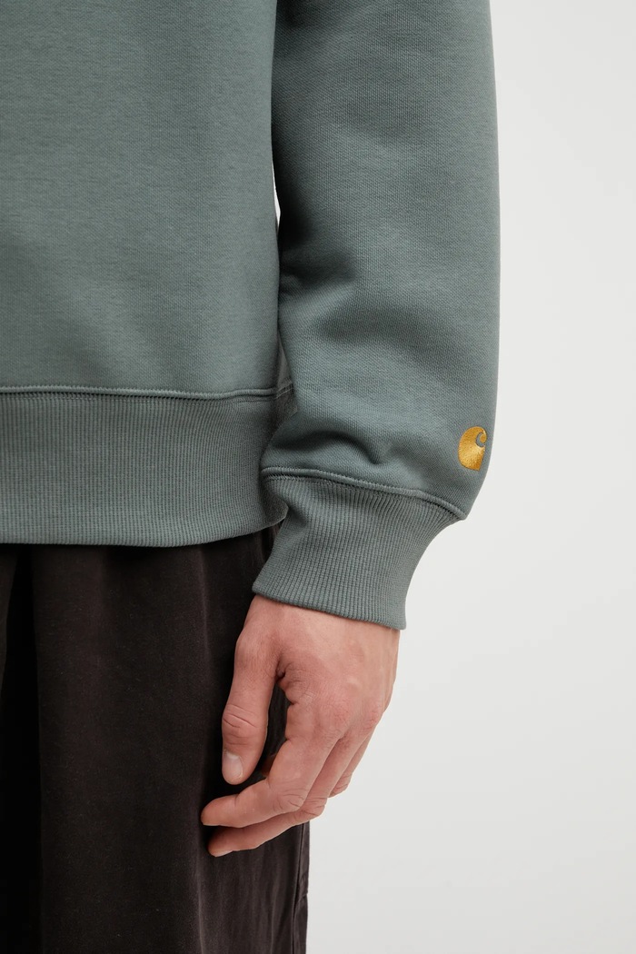 Βαμβακερή μπλούζα Carhartt WIP Chase Sweat πράσινο I033660.3H4XX