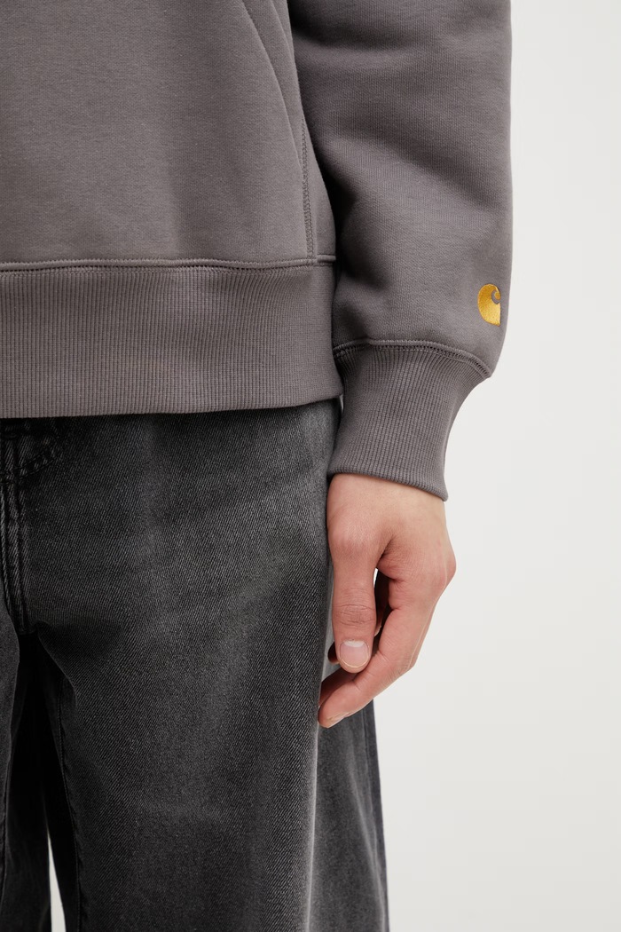 Carhartt WIP Hooded Chase Sweat dukserica sa kapuljačom s pamukom za muškarce siva I033661.3H5XX