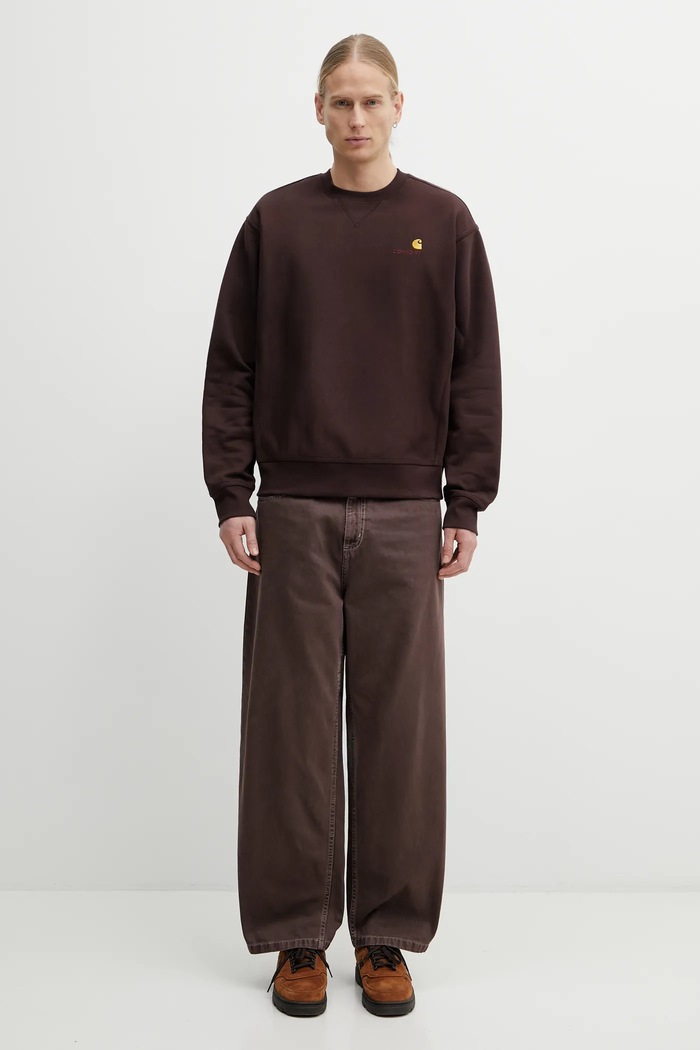 Mikina Carhartt WIP American Script Sweat I025475.33HXX hnědá