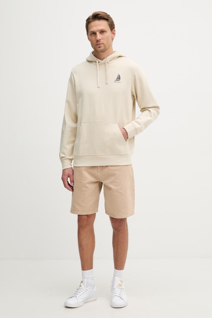 Helly Hansen суичър мъжки от памук SHORELINE 54546 бежов SS26