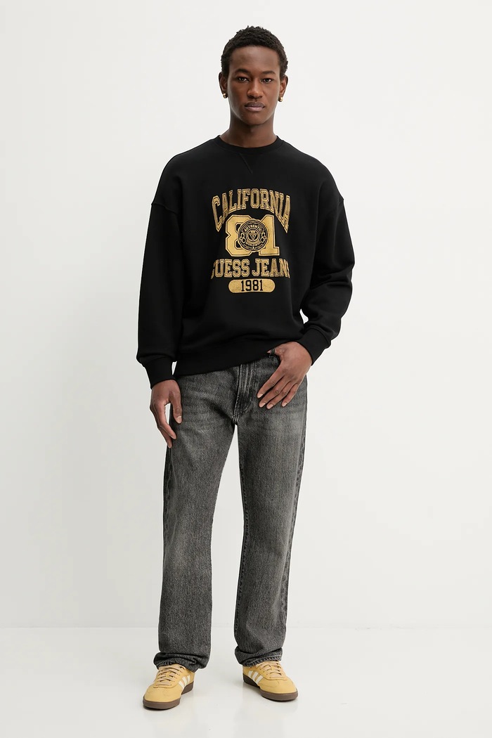 Guess Jeans pamut melegítőfelső M6RQ22.KCPR1 fekete SS26