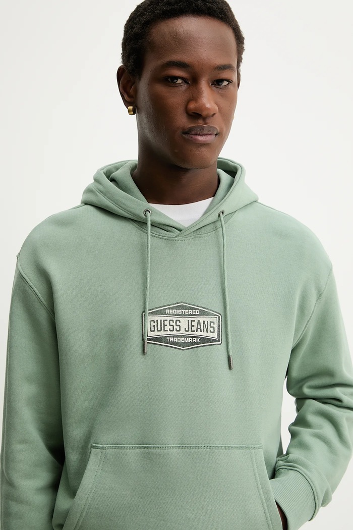 Guess Jeans pamut melegítőfelső zöld M6RQ25.KCPR1