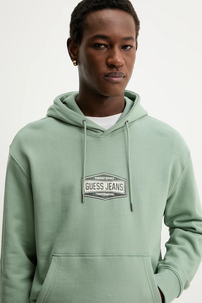 Guess Jeans pamut melegítőfelső zöld M6RQ25.KCPR1