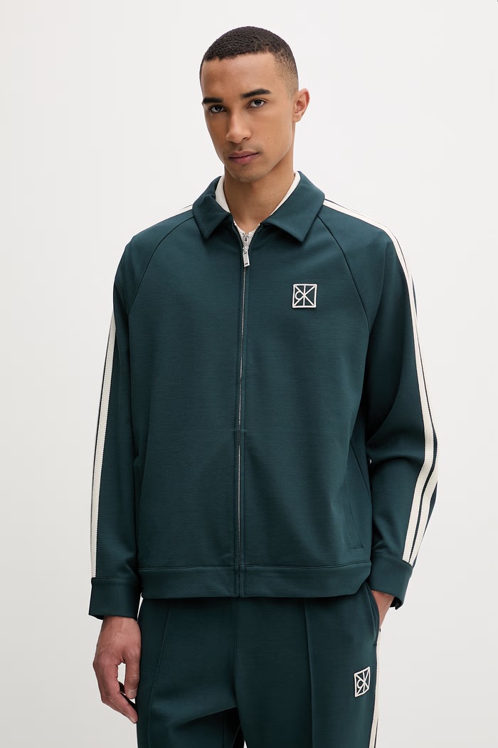 Calvin Klein mikina na zips pánska s modalom zelená LV04LF233G