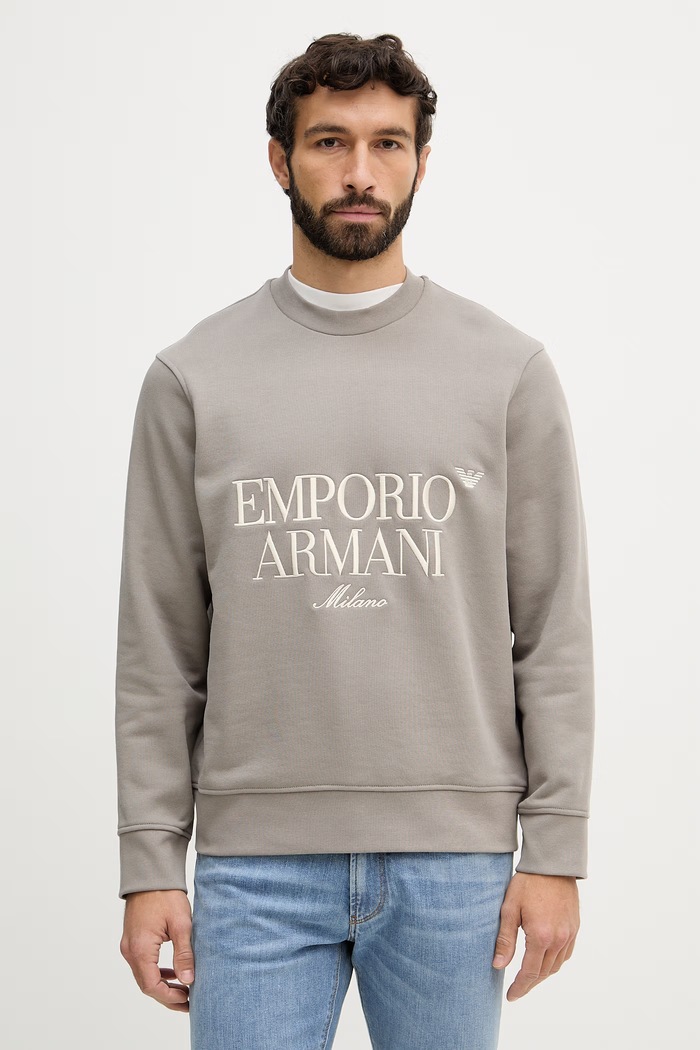 Emporio Armani hanorac de bumbac imprimeu bej EM005198.AF13713