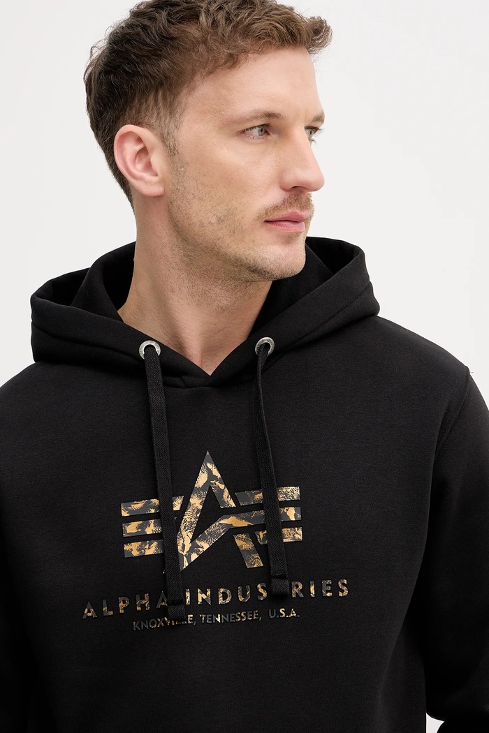 Mikina Alpha Industries Basic Hoodie BL Effect Print čierna 178312EP