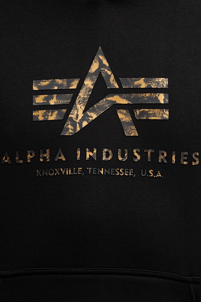 Mikina Alpha Industries Basic Hoodie BL Effect Print 178312EP čierna