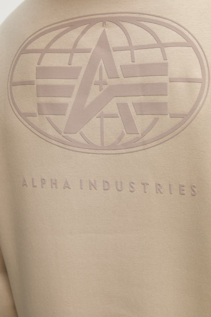 Mikina Alpha Industries World Logo Backprint Hoodie 258337 béžová