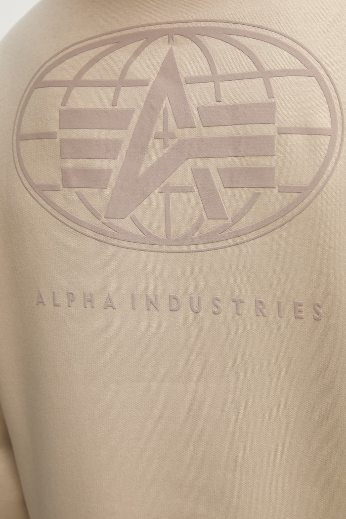 Mikina Alpha Industries World Logo Backprint Hoodie 258337 béžová