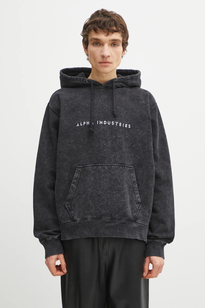 Alpha Industries sweatshirt Acid Logo Hoodie plain black 258339