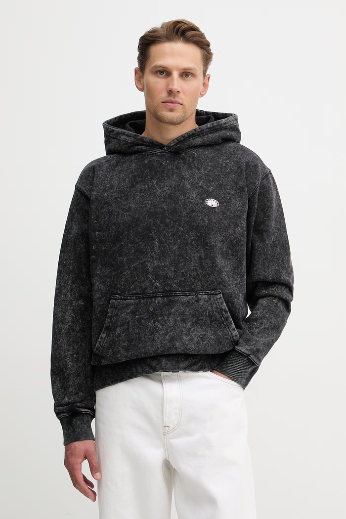 Alpha Industries hanorac de bumbac World Embroidery Hoodie bumbac negru 266333