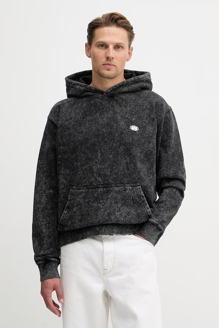Alpha Industries hanorac de bumbac World Embroidery Hoodie bumbac negru 266333