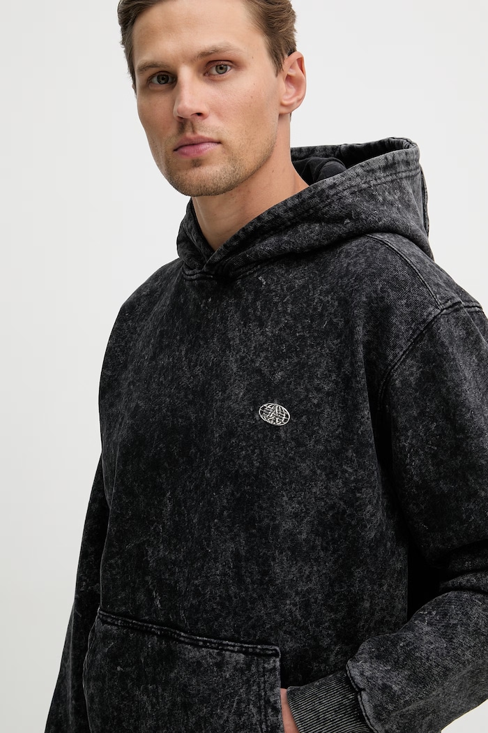 Alpha Industries hanorac de bumbac World Embroidery Hoodie negru 266333