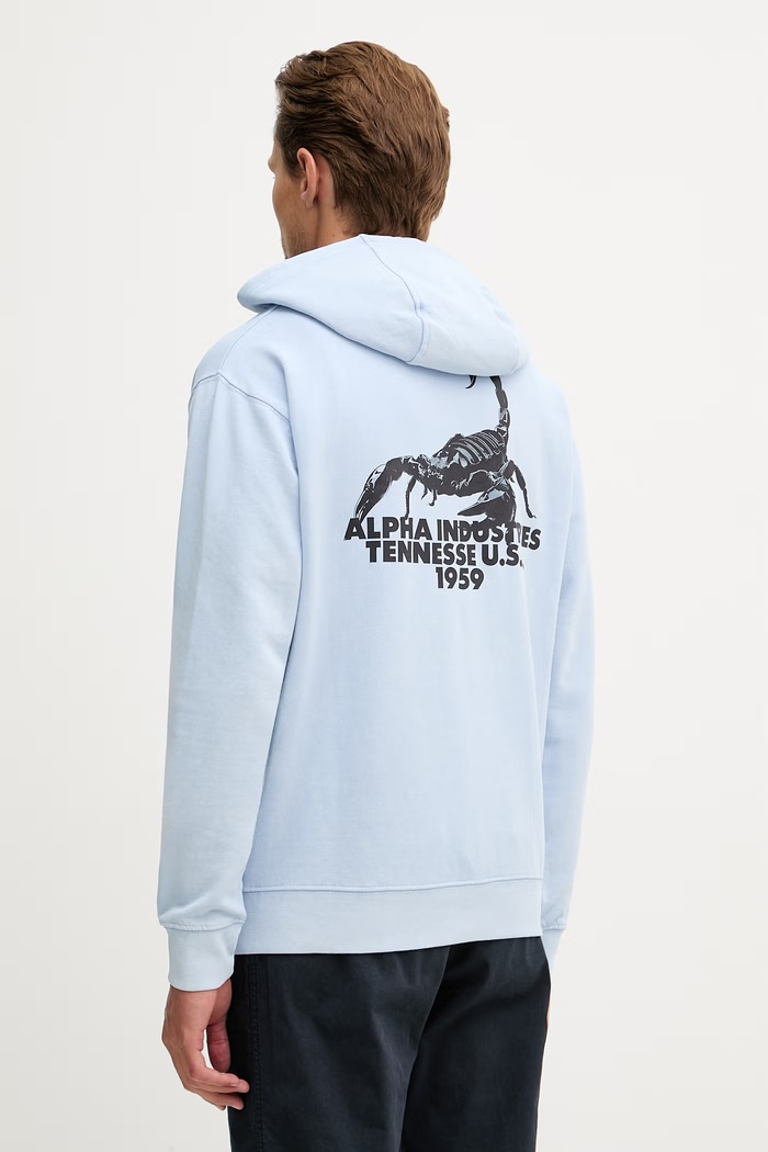 Ρούχα Alpha Industries US Scorpion Backprint Hoodie μπλούζα βαμβακερή ανδρική 266335 μπλε