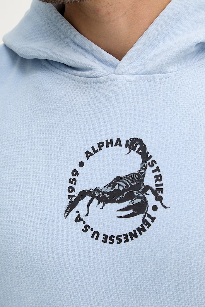 Alpha Industries US Scorpion Backprint Hoodie μπλούζα βαμβακερή ανδρική 266335 μπλε