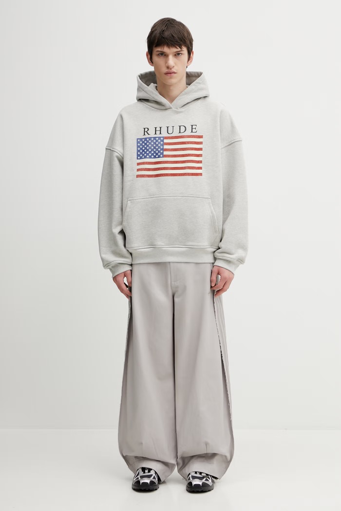 Βαμβακερή μπλούζα RHUDE USA Flag RHPS26HO01103 γκρί