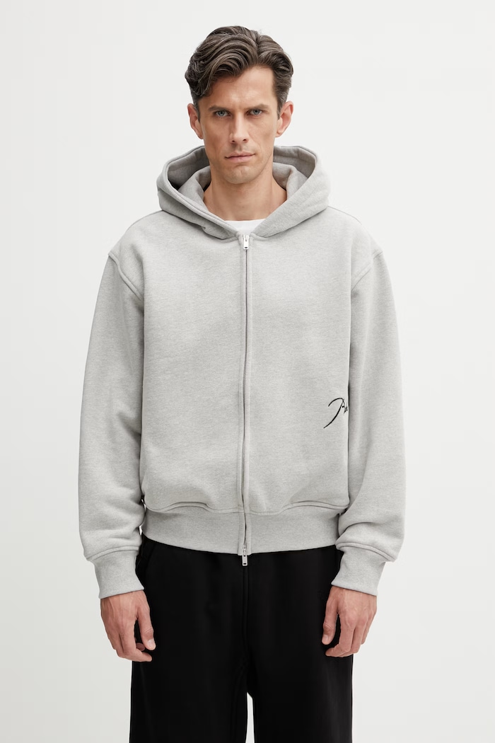 RHUDE Classique Zip Up μπλούζα με κουμπιά με βαμβάκι ανδρική γκρί RHSS26HO01829