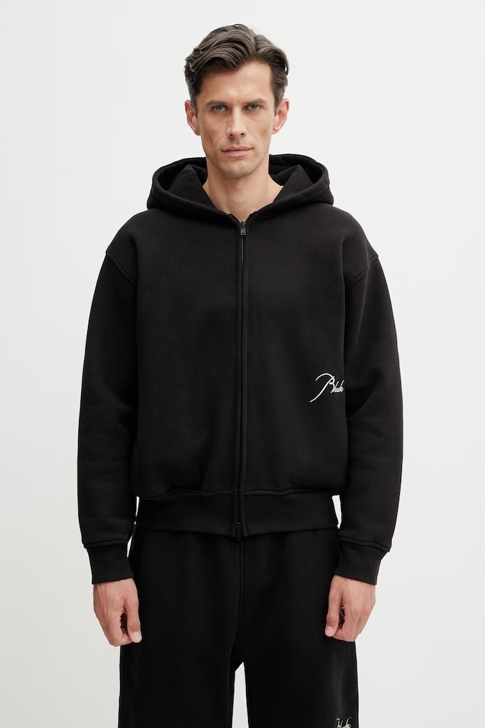 RHUDE Classique Zip Up μπλούζα με κουμπιά βαμβακερή Ανδρική μαύρο RHSS26HO11012