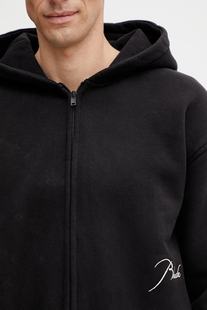 RHUDE Classique Zip Up μπλούζα με κουμπιά βαμβακερή Ανδρική μαύρο RHSS26HO11012
