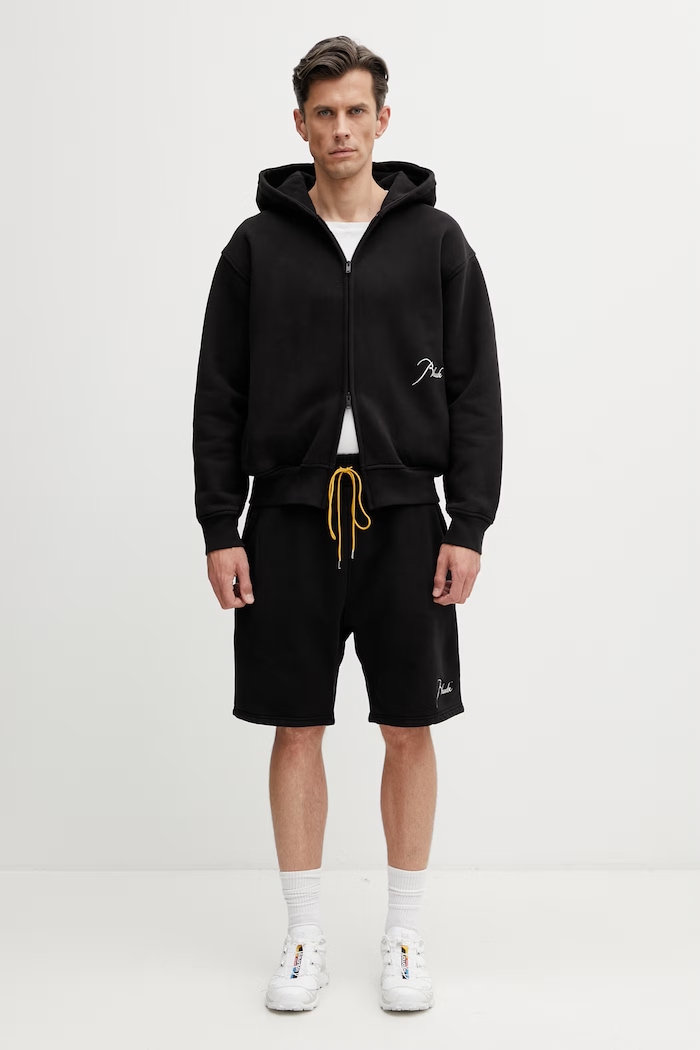RHUDE Classique Zip Up μπλούζα με κουμπιά βαμβακερή Ανδρική RHSS26HO11012 μαύρο