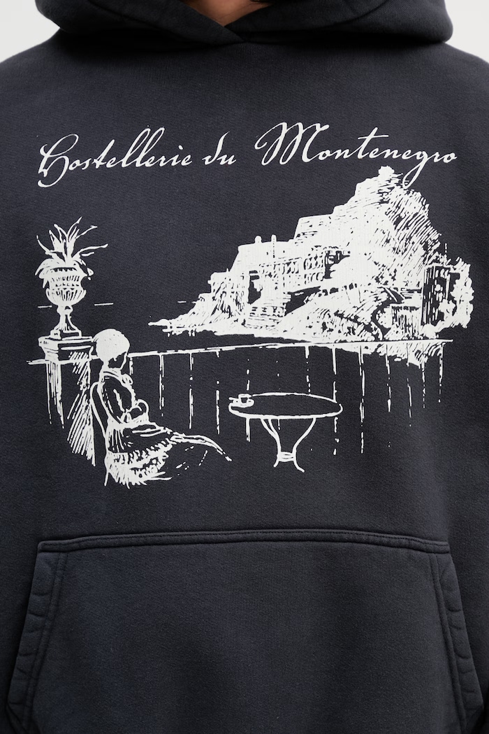 RHUDE Montenegro Morada hanorac din bumbac pentru bărbați negru RHSS26HO03012