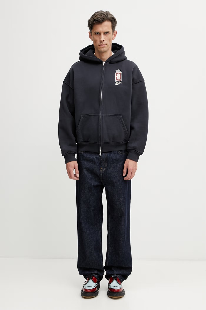 RHUDE Fumar 91 μπλούζα με κουμπιά βαμβακερή Ανδρική RHSS26HO09012 μαύρο