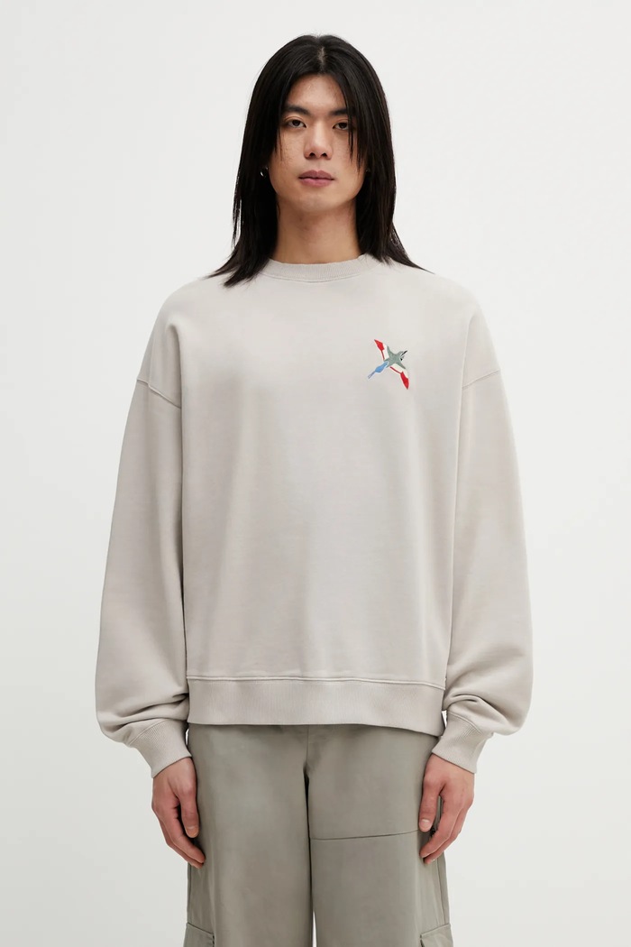 Βαμβακερή μπλούζα Axel Arigato Micro Bee Bird Sweater απλό μπεζ A3457006