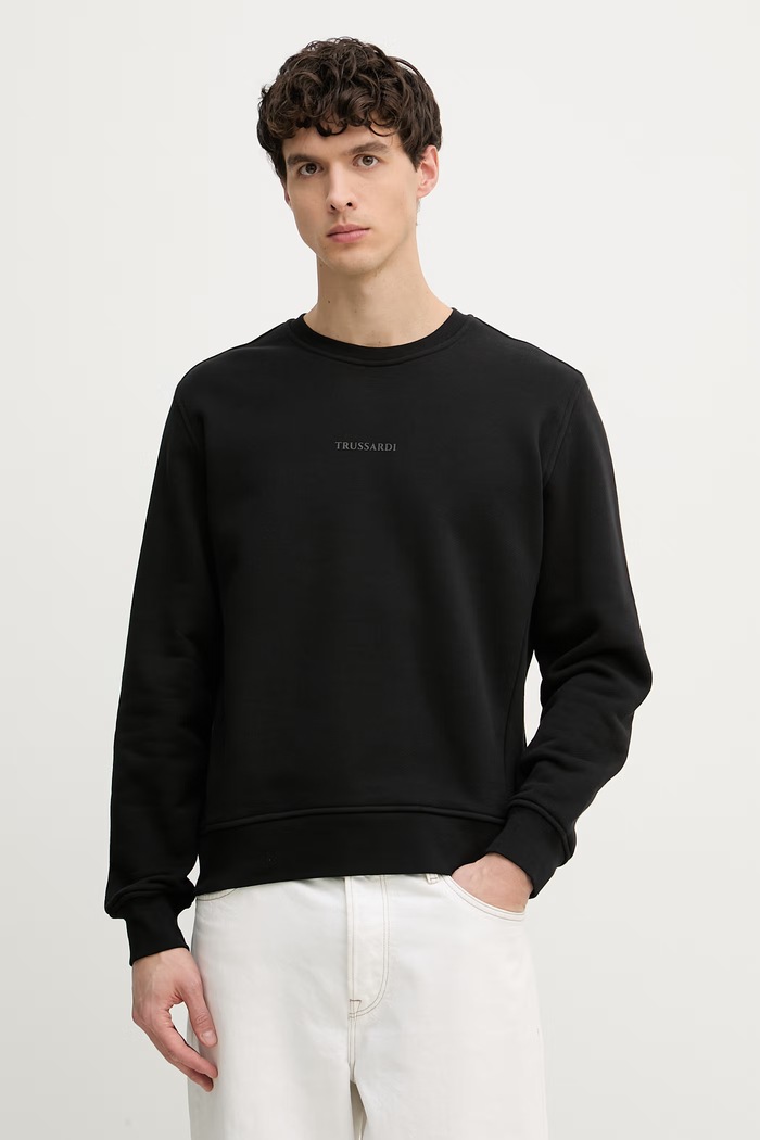 Trussardi mikina pánska bavlnená čierna G8238000121N