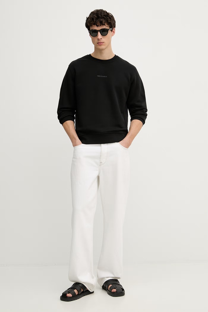 Trussardi mikina pánska bavlnená G8238000121N čierna SS26