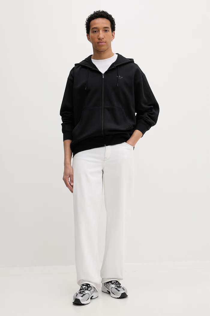 adidas Originals mikina na zips s kapucňou pánska s bavlnou JW8367 čierna SS26