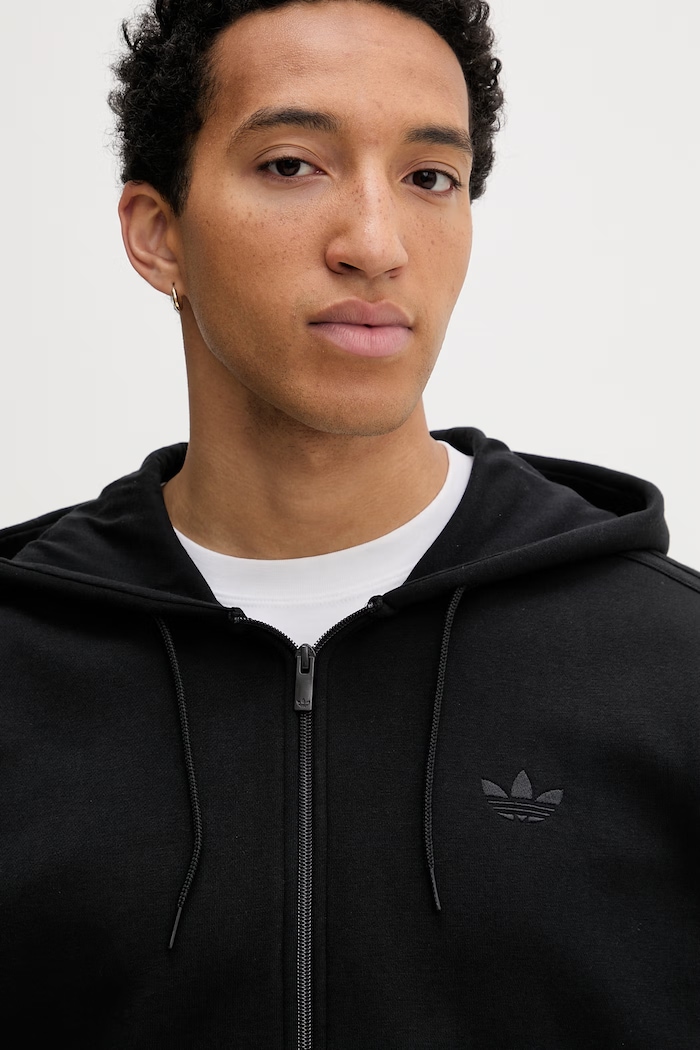 adidas Originals mikina na zips s kapucňou pánska s bavlnou čierna JW8367