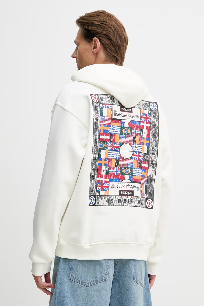 adidas Originals mikina s kapucňou pánska bavlnená béžová KD1437
