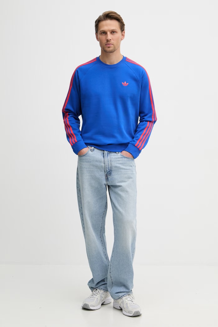 adidas Originals mikina pánska s bavlnou KE2426 modrá SS26