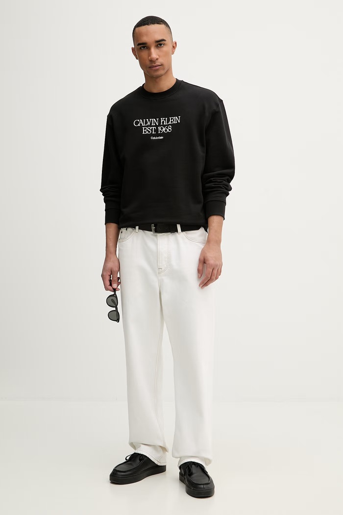 Calvin Klein Jeans mikina pánska bavlnená LV04RF233G čierna SS26