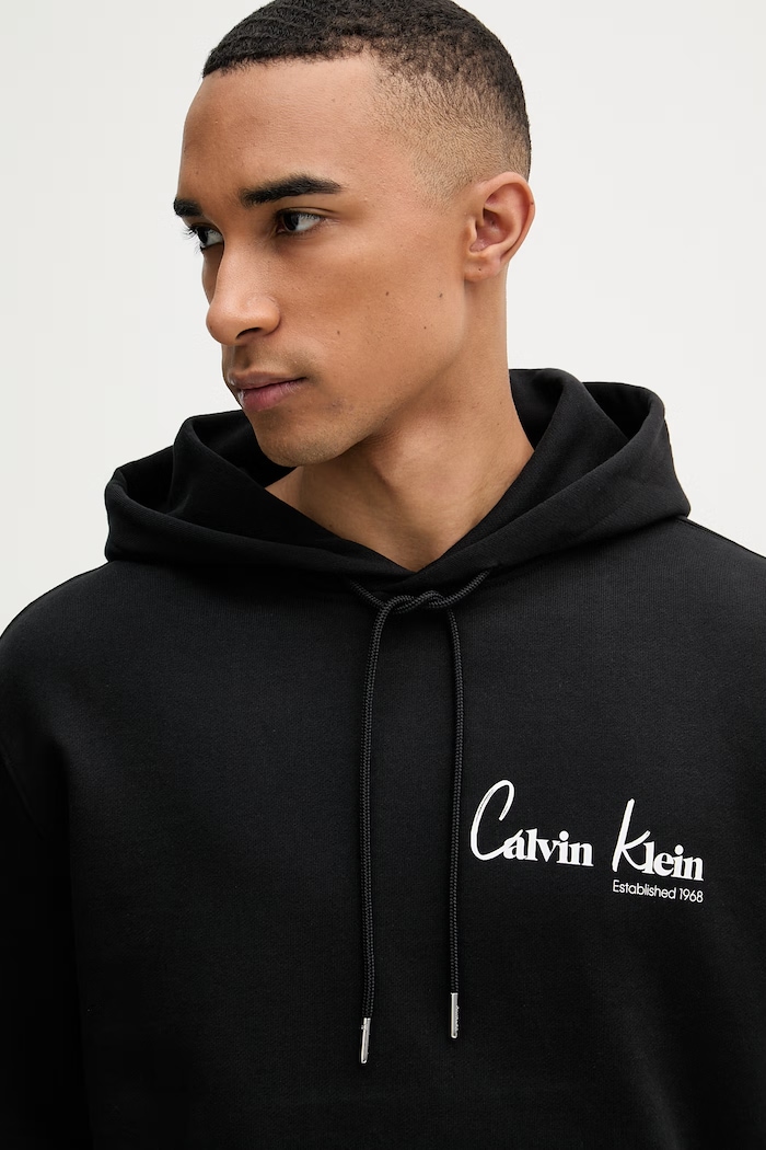 Calvin Klein Jeans mikina s kapucňou pánska bavlnená čierna LV04RF234G