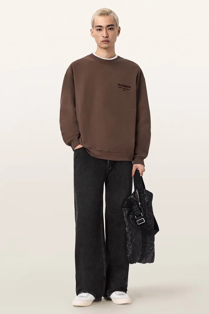 Odzież AllSaints bluza męska bawełniana XANDER M001NE brązowy