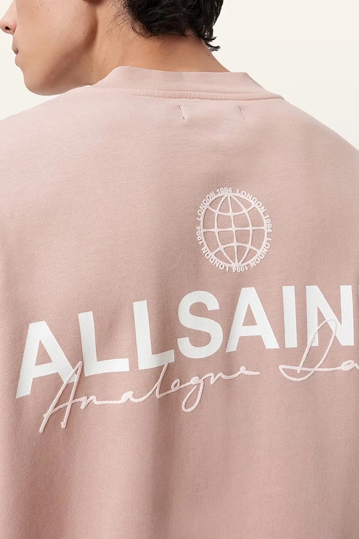 Хлопковая кофта AllSaints EMBLEM M006NE розовый