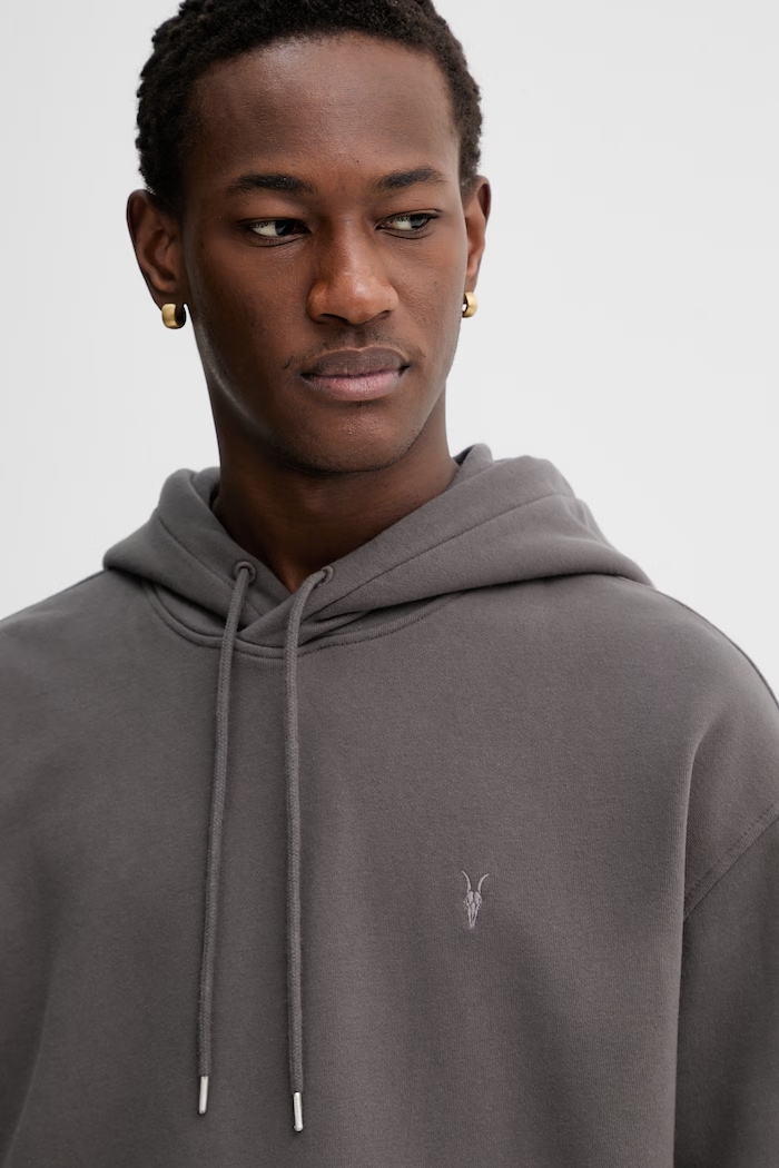 Хлопковая кофта AllSaints ASHER серый M017ND