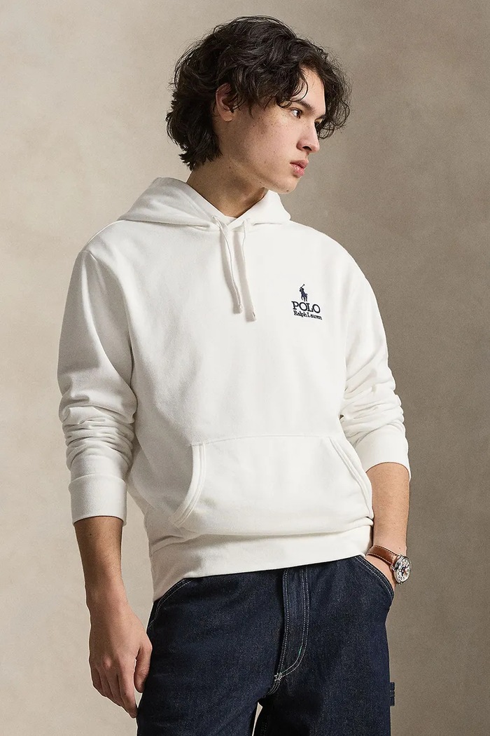 Polo Ralph Lauren bluza z kapturem męska z bawełną biały 710B14661