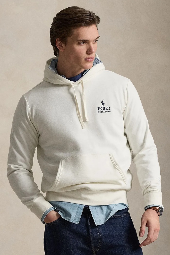 Polo Ralph Lauren hanorac cu glugă pentru bărbați cu bumbac imprimeu bej 710B14661