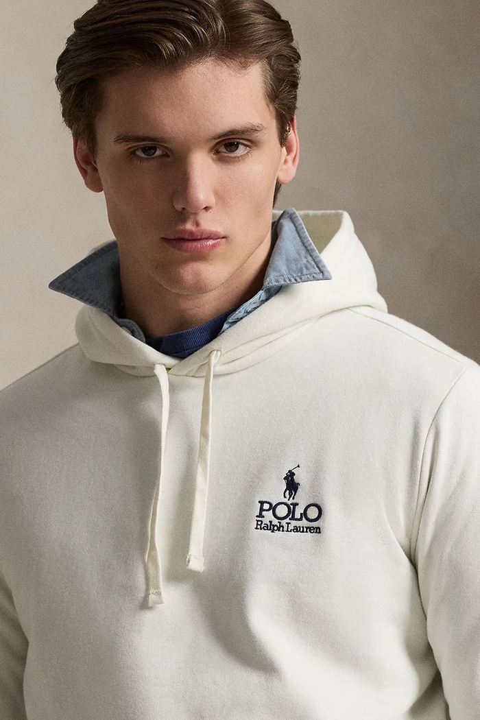 Polo Ralph Lauren hanorac cu glugă pentru bărbați cu bumbac bej 710B14661