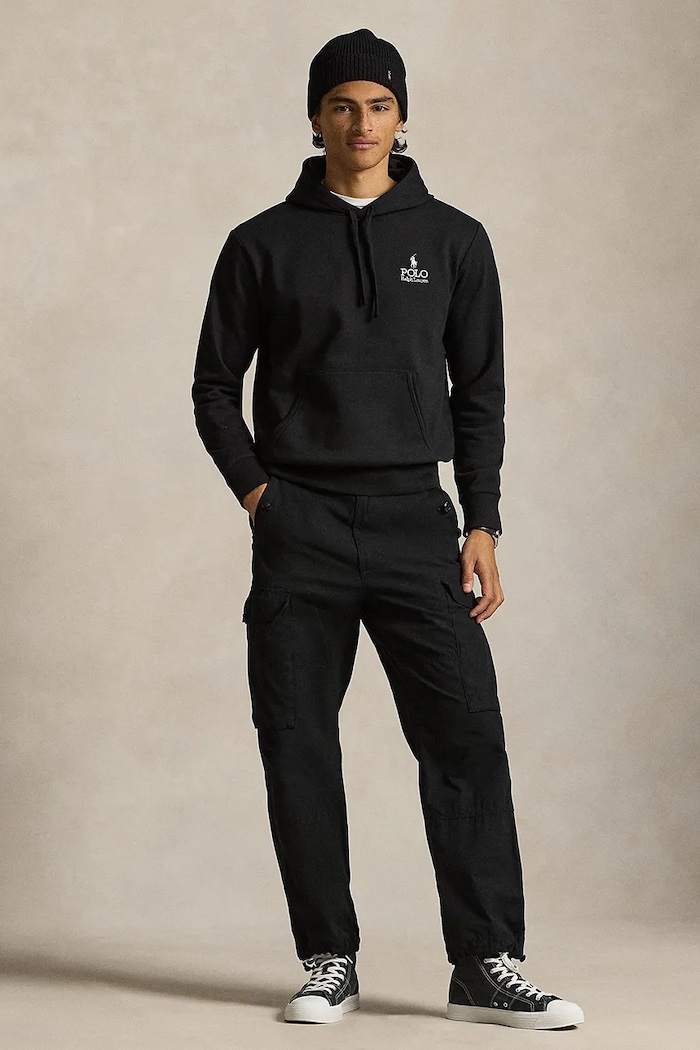 Îmbrăcăminte Polo Ralph Lauren hanorac cu glugă pentru bărbați cu bumbac 710B14661 negru