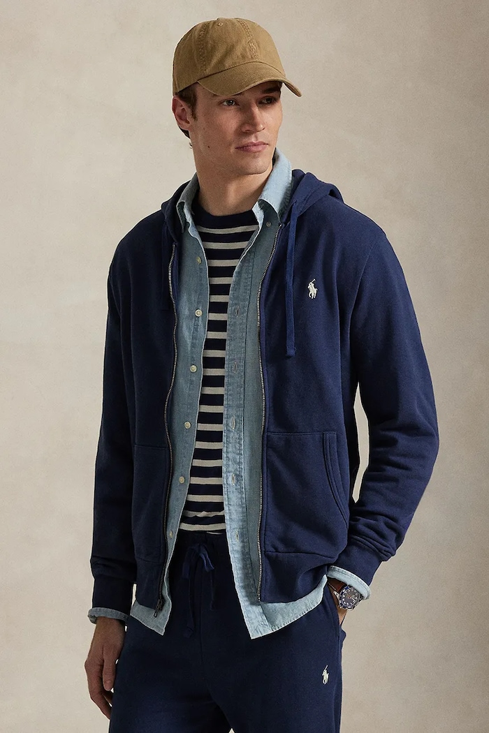Polo Ralph Lauren hanorac de bumbac cu gluga bleumarin 710916692